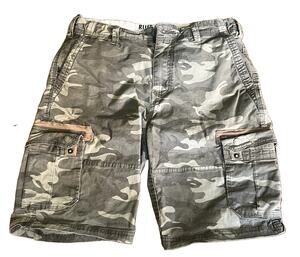 Ruff Hewn Cargo Shorts Mens Size 30 Army Green Camouflage Outdoor Camo